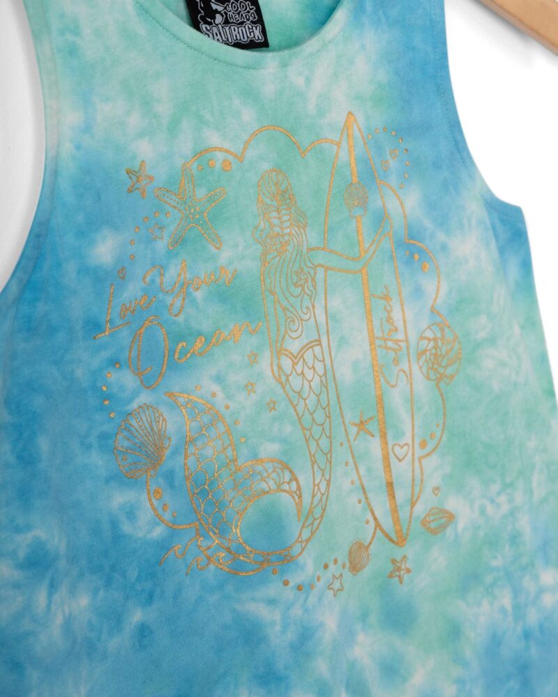 Auxra Kids Turquoise Tie-Dye Dress – Soft Cotton Summer Dress - Image 2