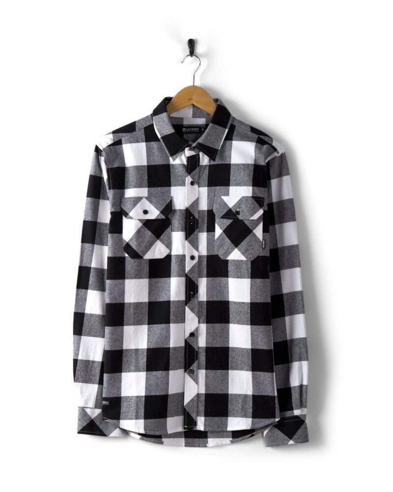Auxra Men's Black & White Flannel Shirt – Casual Soft Cotton Plaid - Image 3