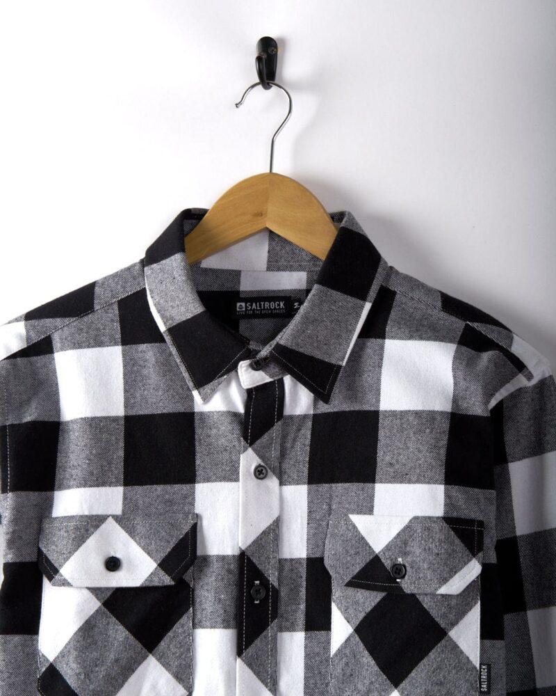 Auxra Men's Black & White Flannel Shirt – Casual Soft Cotton Plaid - Image 5