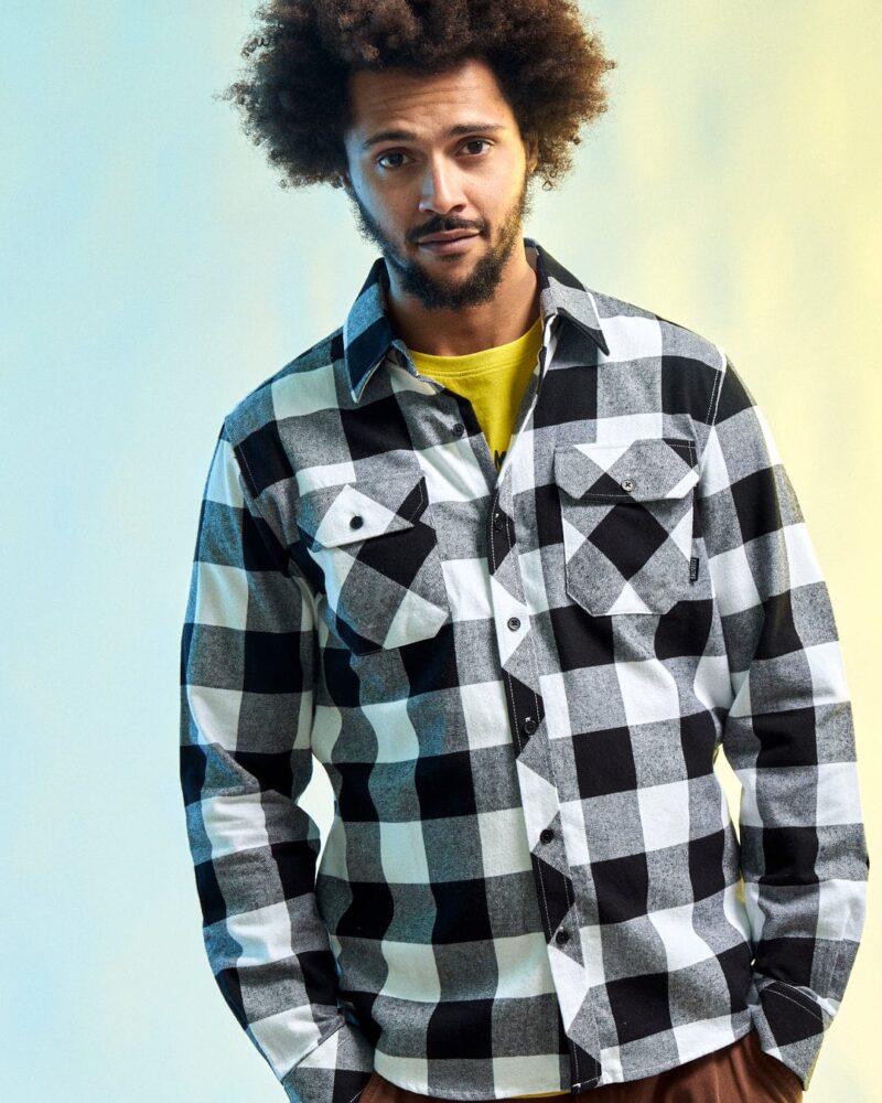 Auxra Men's Black & White Flannel Shirt – Casual Soft Cotton Plaid - Image 4