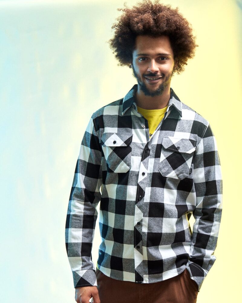 Auxra Men's Black & White Flannel Shirt – Casual Soft Cotton Plaid - Image 11