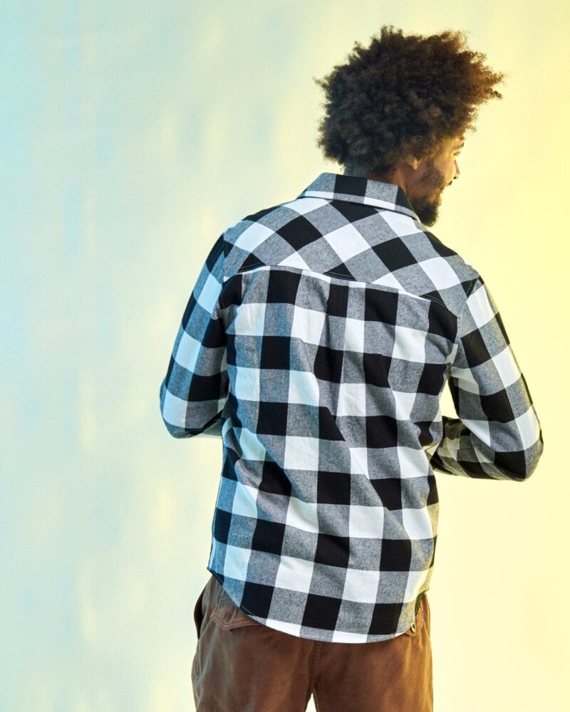 Auxra Men's Black & White Flannel Shirt – Casual Soft Cotton Plaid - Image 2