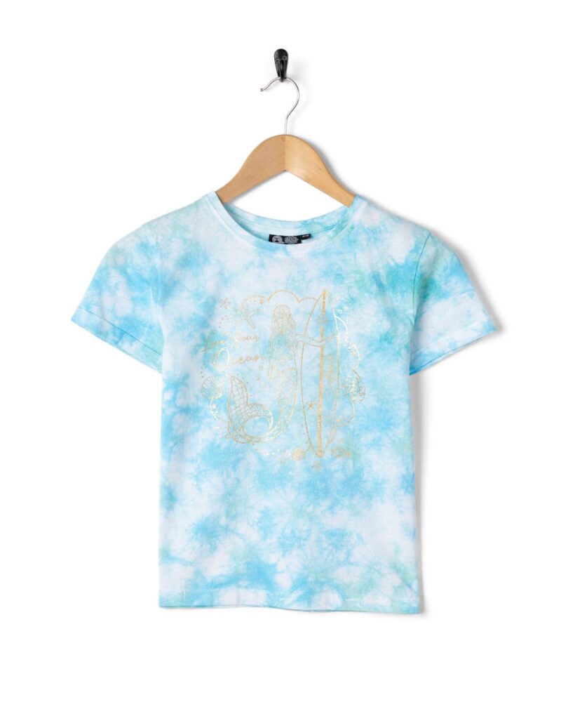 Auxra Kids Turquoise & White T-Shirt – Soft Cotton Colorblock Tee
