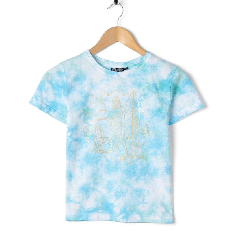 Auxra Kids Turquoise & White T-Shirt – Soft Cotton Colorblock Tee