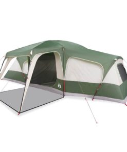 VIDAXL Vorzelt Familienzelt mit Vorzelt 9 Personen Grün Wasserdicht