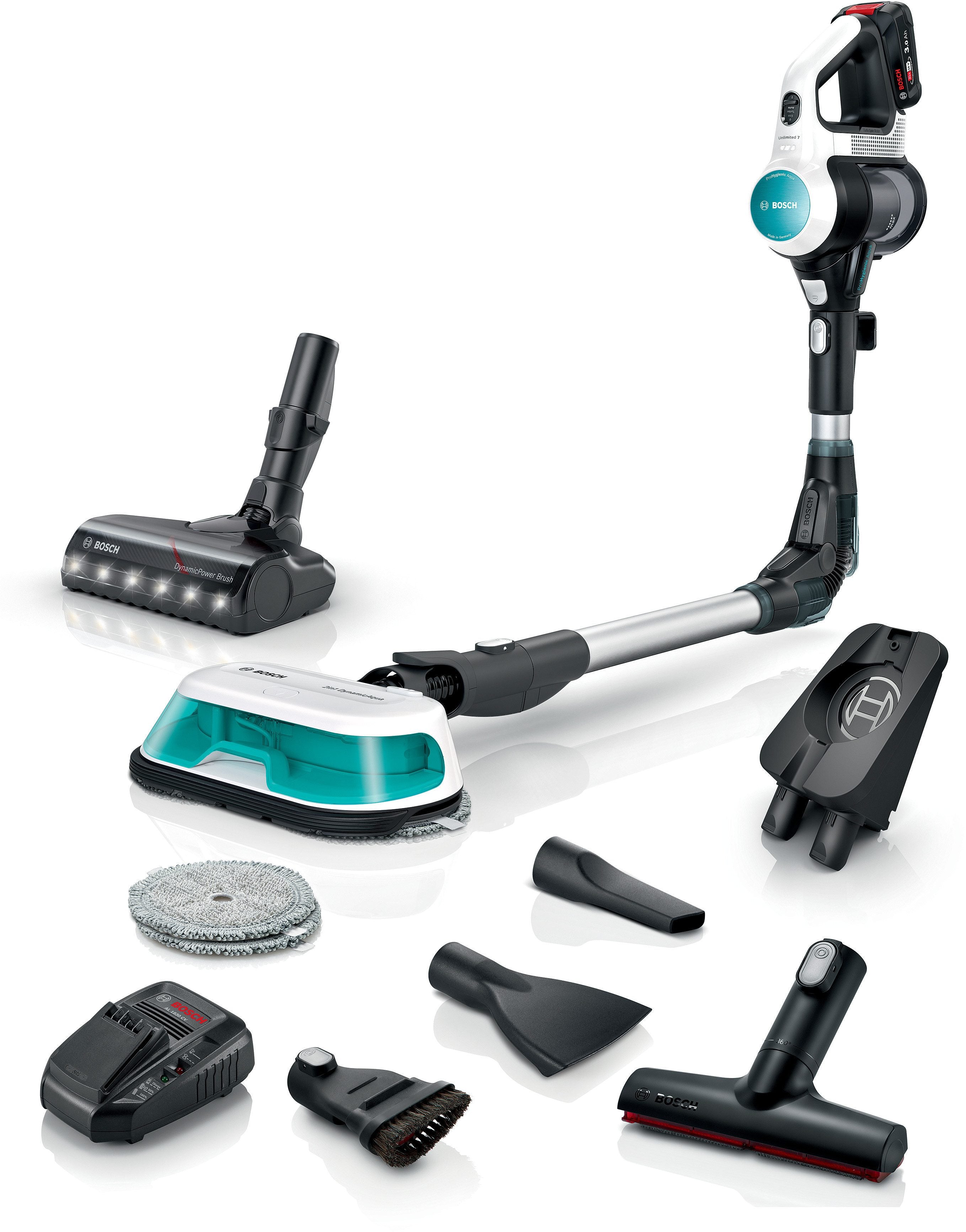 BOSCH Akku-Stielstaubsauger Unlimited 7 ProHygienic Aqua BKS71HYG1, 2in1 Saugen & Wischen