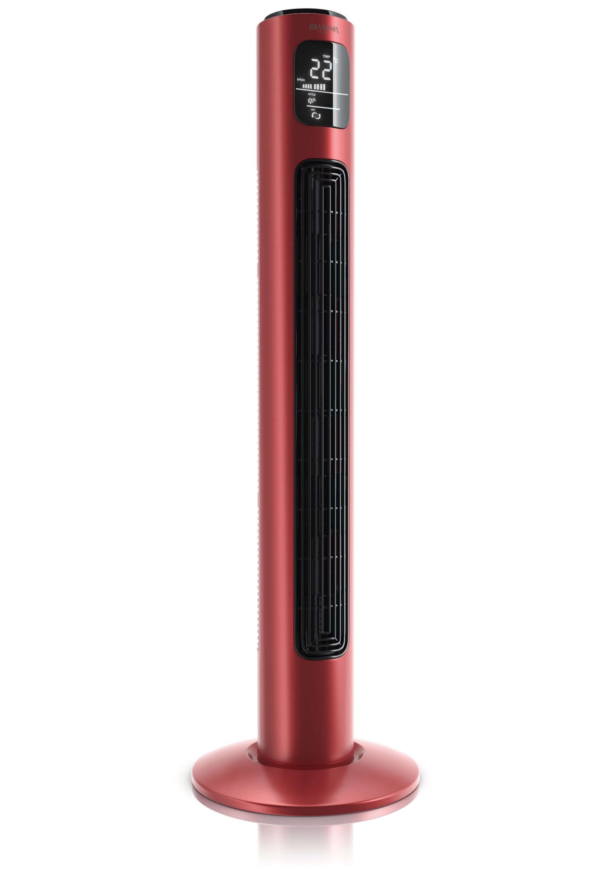 BRANDSON Turmventilator Oszillation 65°, Timer, Fernbedienung, Standventilator 96cm, Rubinrot