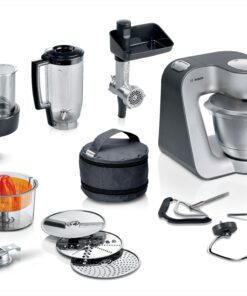 BOSCH Küchenmaschine MUM5935B Durchlaufschnitzler, 3 Scheiben, Mixer, silber