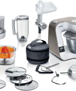 BOSCH Küchenmaschine Serie 4 MUM5XW40, integr. Waage, Durchlaufschnitzler, weiß/champagner