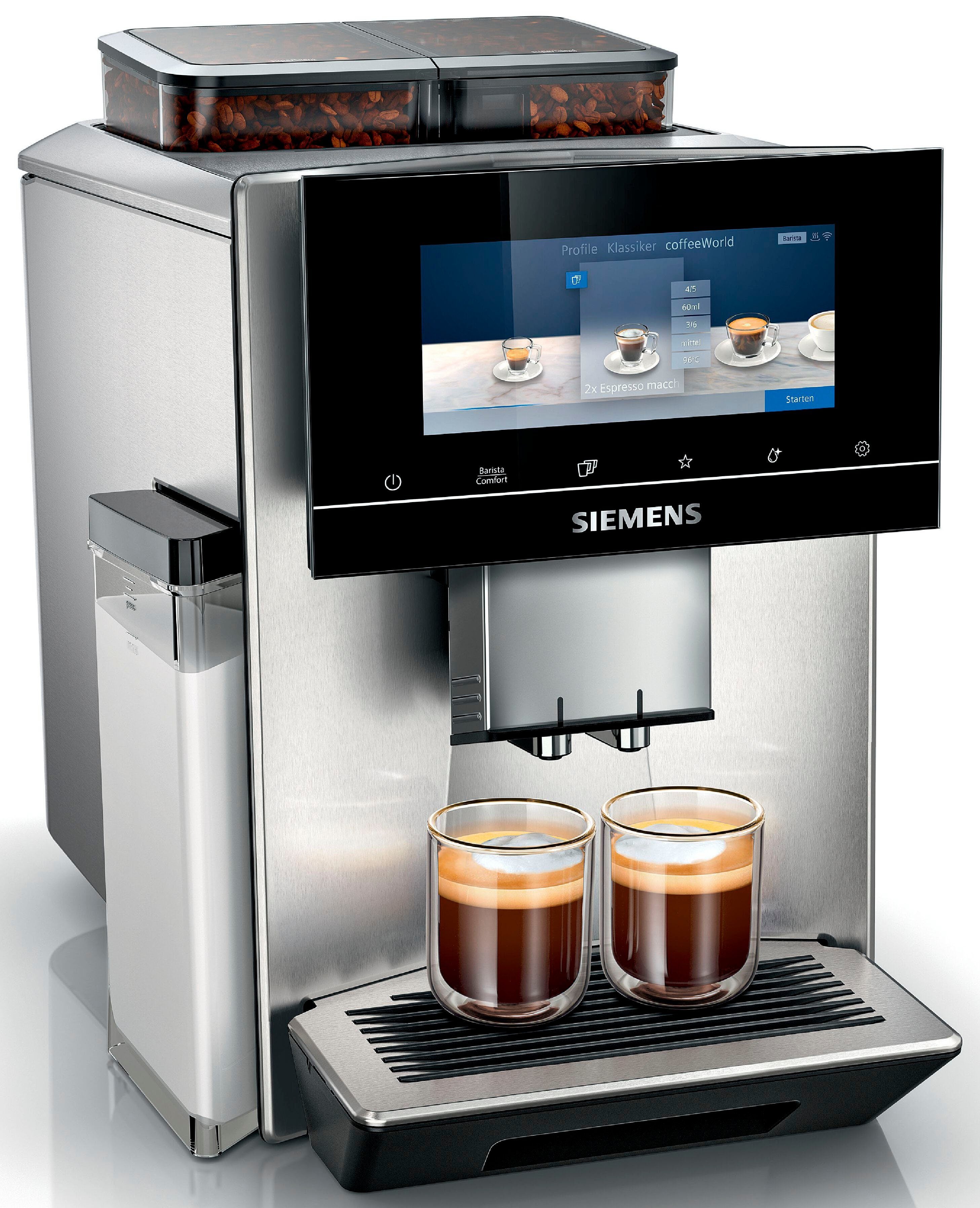 SIEMENS Kaffeevollautomat EQ900 TQ907D03, intuitives 6,8" TFT-Display, 2 Bohnenbehälter
