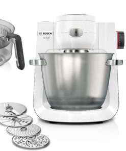BOSCH Küchenmaschine Serie 6 MUMS6EW24D, Durchlaufschnitzler, Edelstahlschüssel, weiß