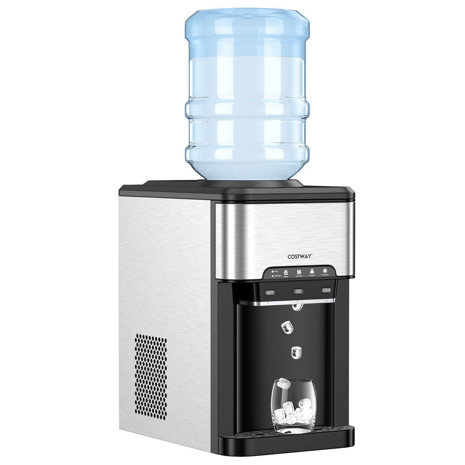 COSTWAY Eiswürfelmaschine 3-in-1 mit Wasserspender