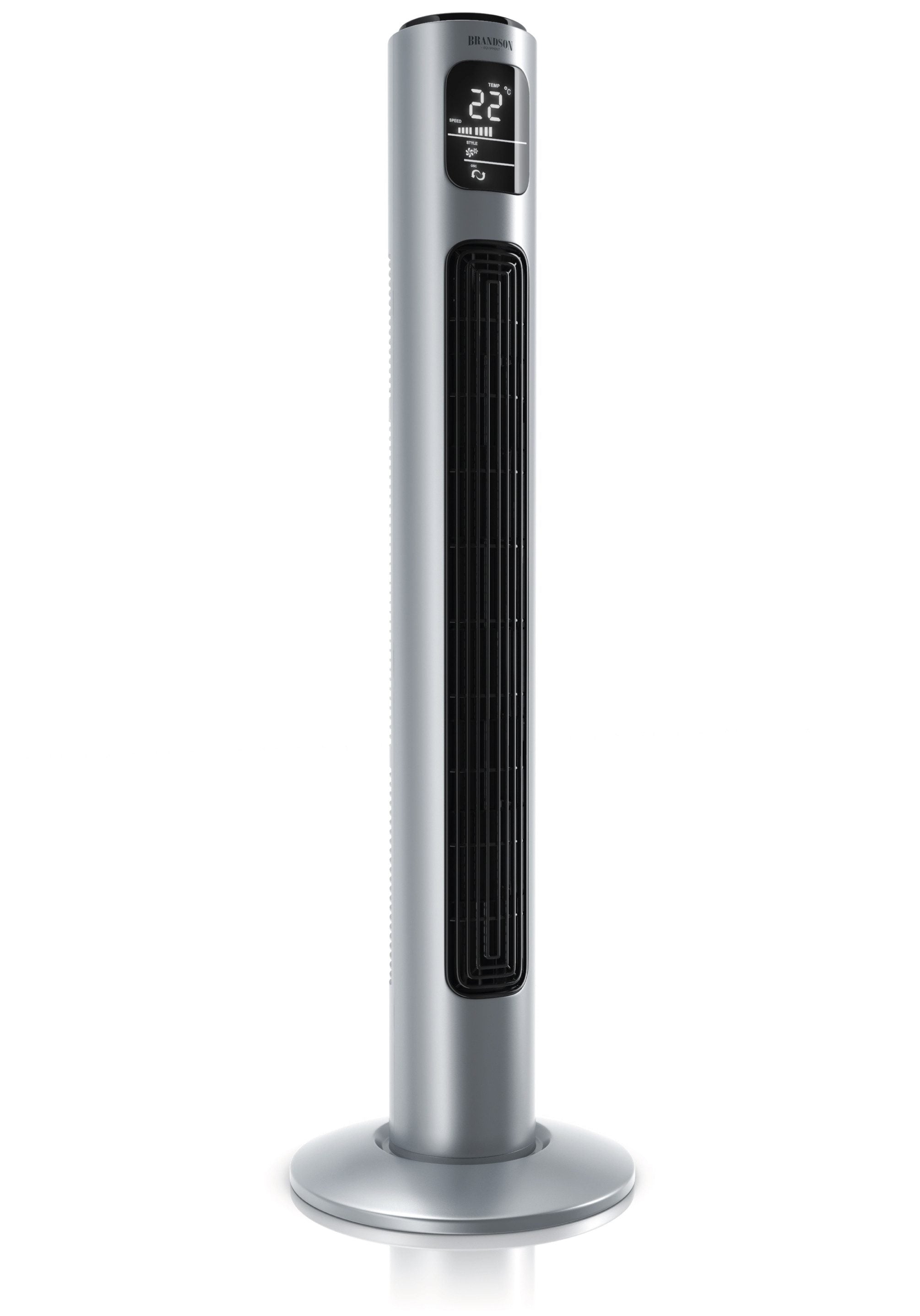 BRANDSON Turmventilator Oszillation, Timer, Fernbedienung, Standventilator 96cm, Steelsilver