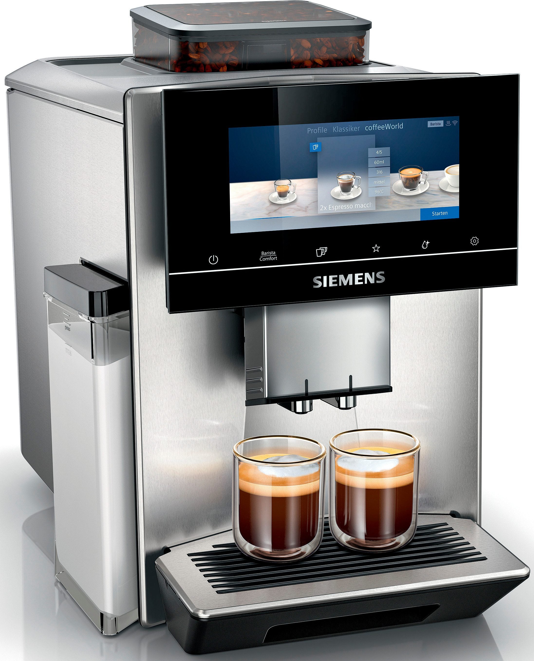 SIEMENS Kaffeevollautomat EQ900 TQ905D03, intuitives 6,8" TFT-Display, Barista-Modus