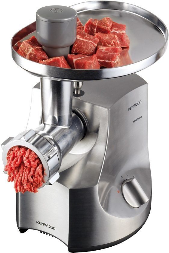 KENWOOD Fleischwolf MG700 mit 2 Wurstfüllaufsätzen, Kebbeaufsatz, 3 Lochscheiben
