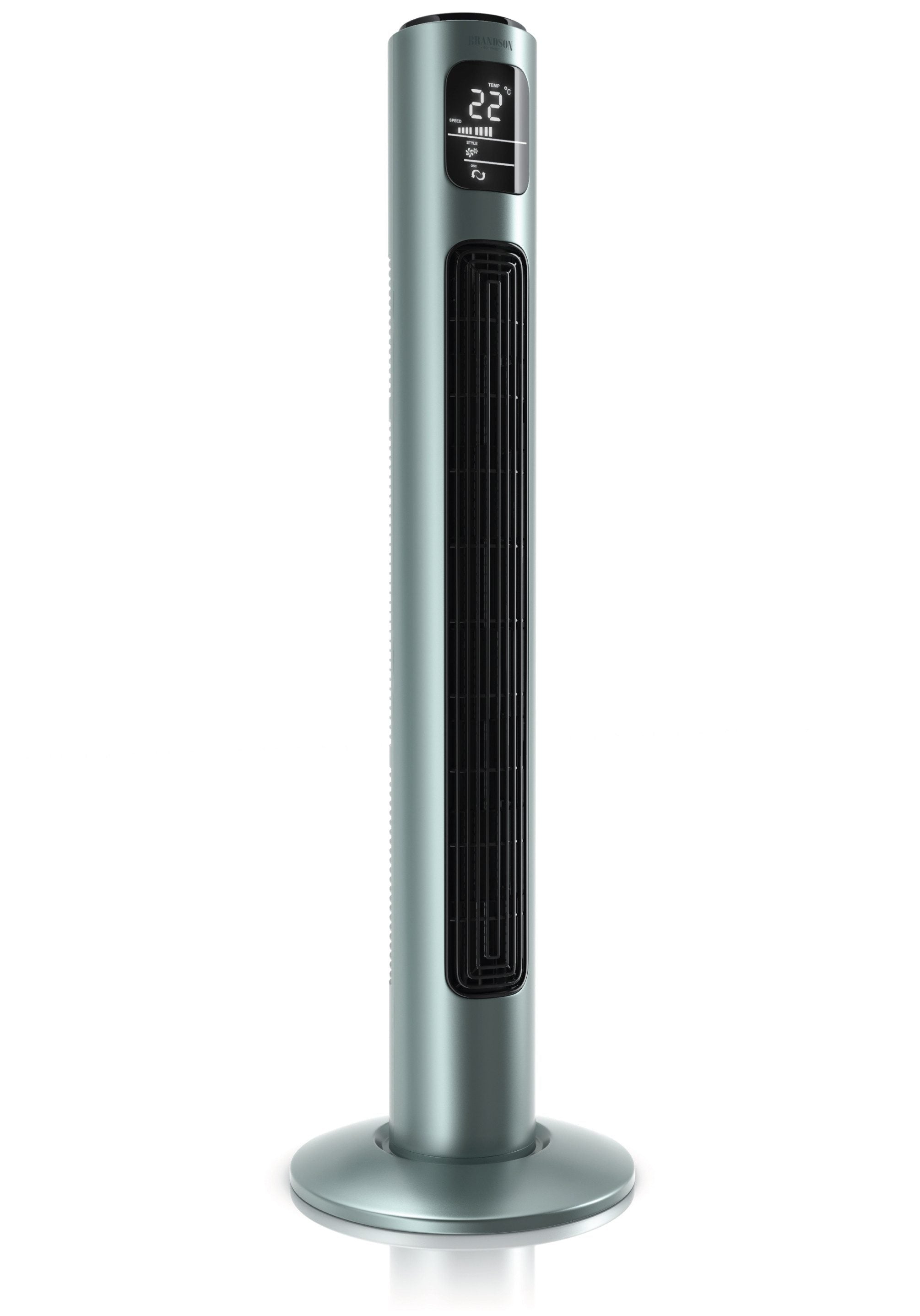 BRANDSON Turmventilator Oszillation, Timer, Fernbedienung, Standventilator 96cm, Silbermint