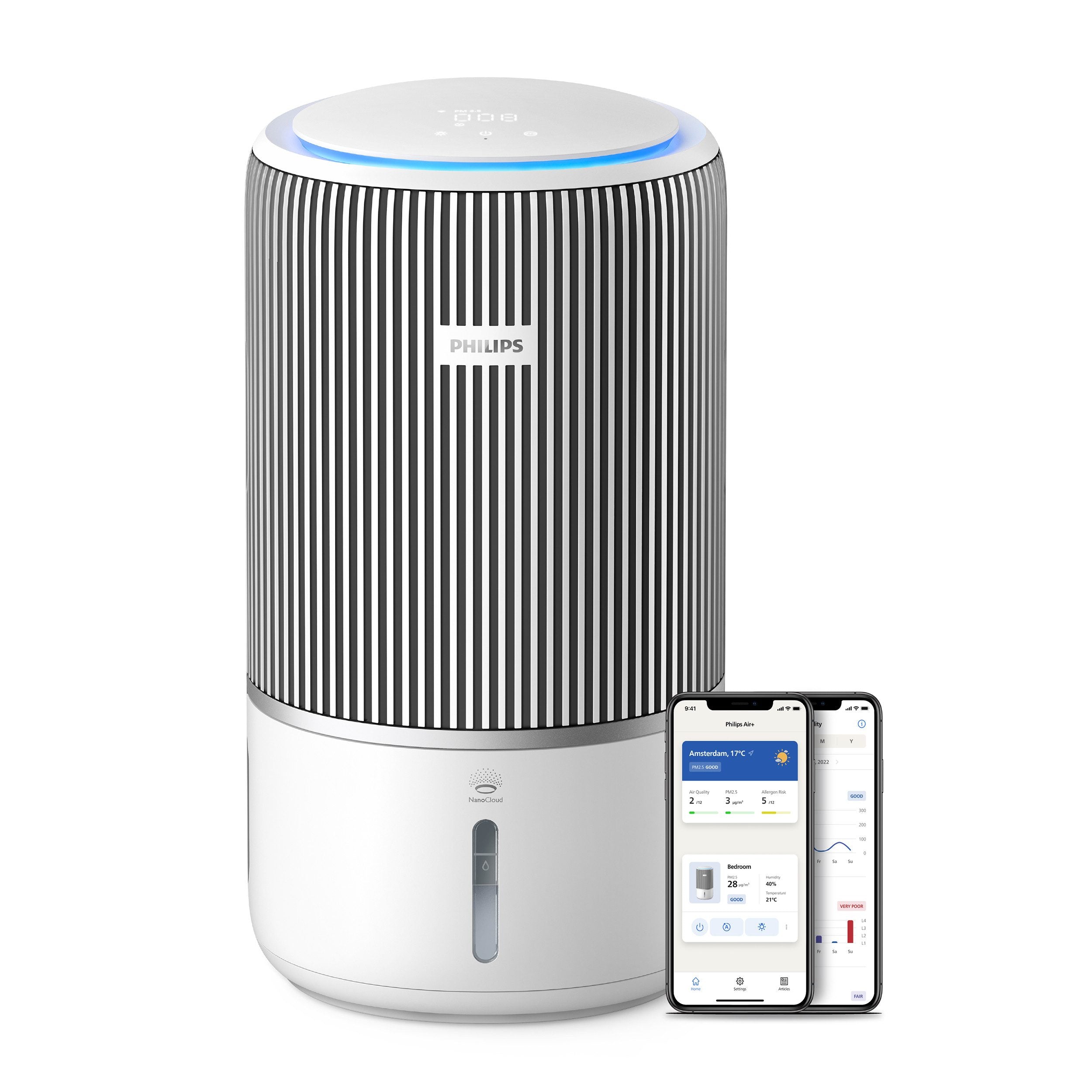 PHILIPS Kombigerät Luftbefeuchter und -reiniger AC3420/10 PureProtect Water 3400 Series, HEPA- und Aktivkohlefilter