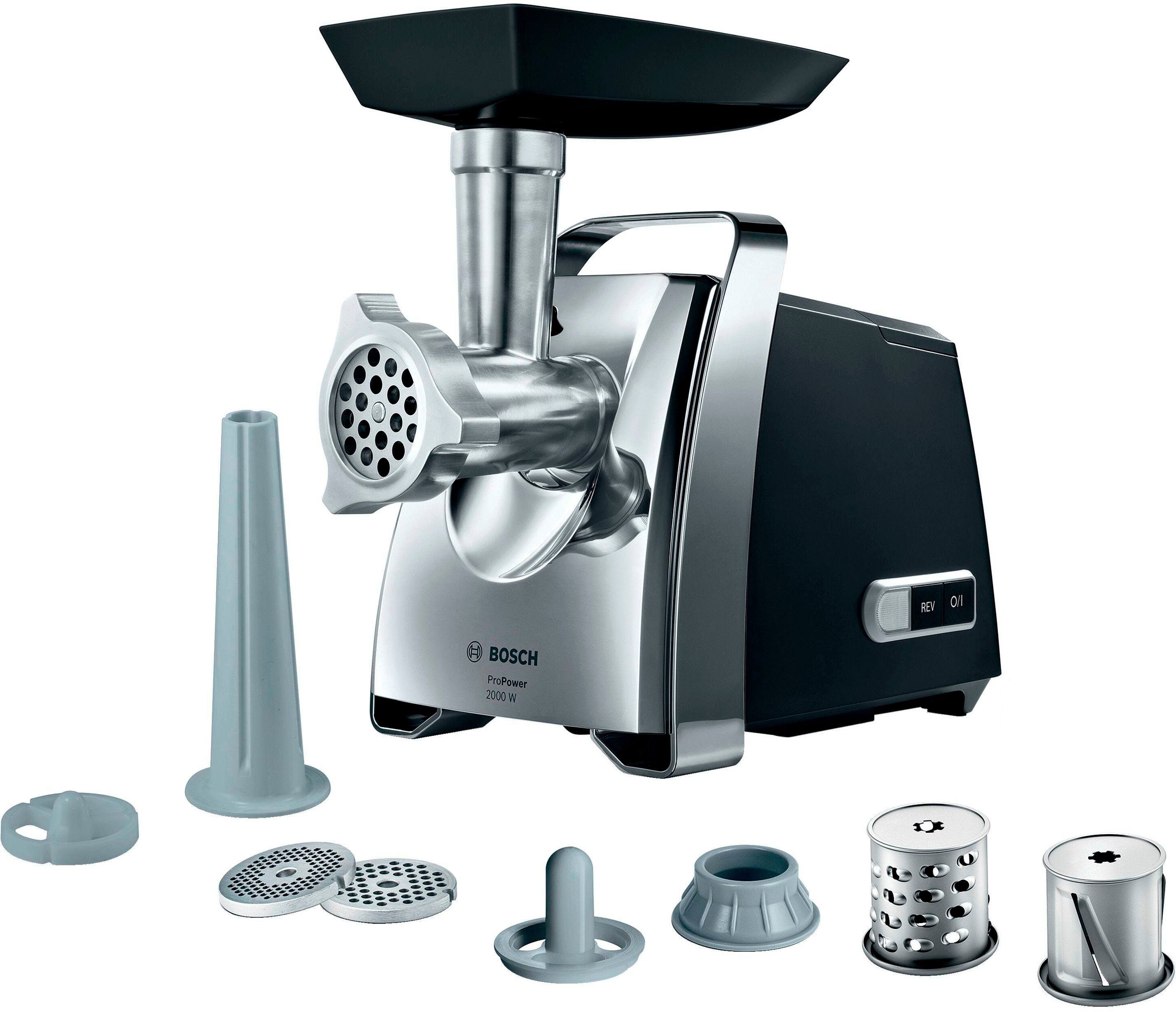 BOSCH Fleischwolf ProPower MFW67440, 2000 W Blockierlei., Rücklauf, Durchlaufschnitzler