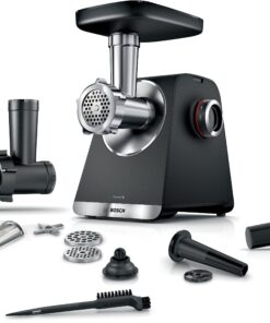 BOSCH Fleischwolf Serie 6 MFWS650B, 3,5kg/Min., 2 Lochscheiben (3 & 8mm), schwarz