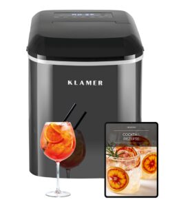 KLAMER Eiswürfelmaschine 10 Eiswürfel in 7-9 Minuten, 15 kg Eiswürfel pro Tag, 2 Eiswürfelgröß…