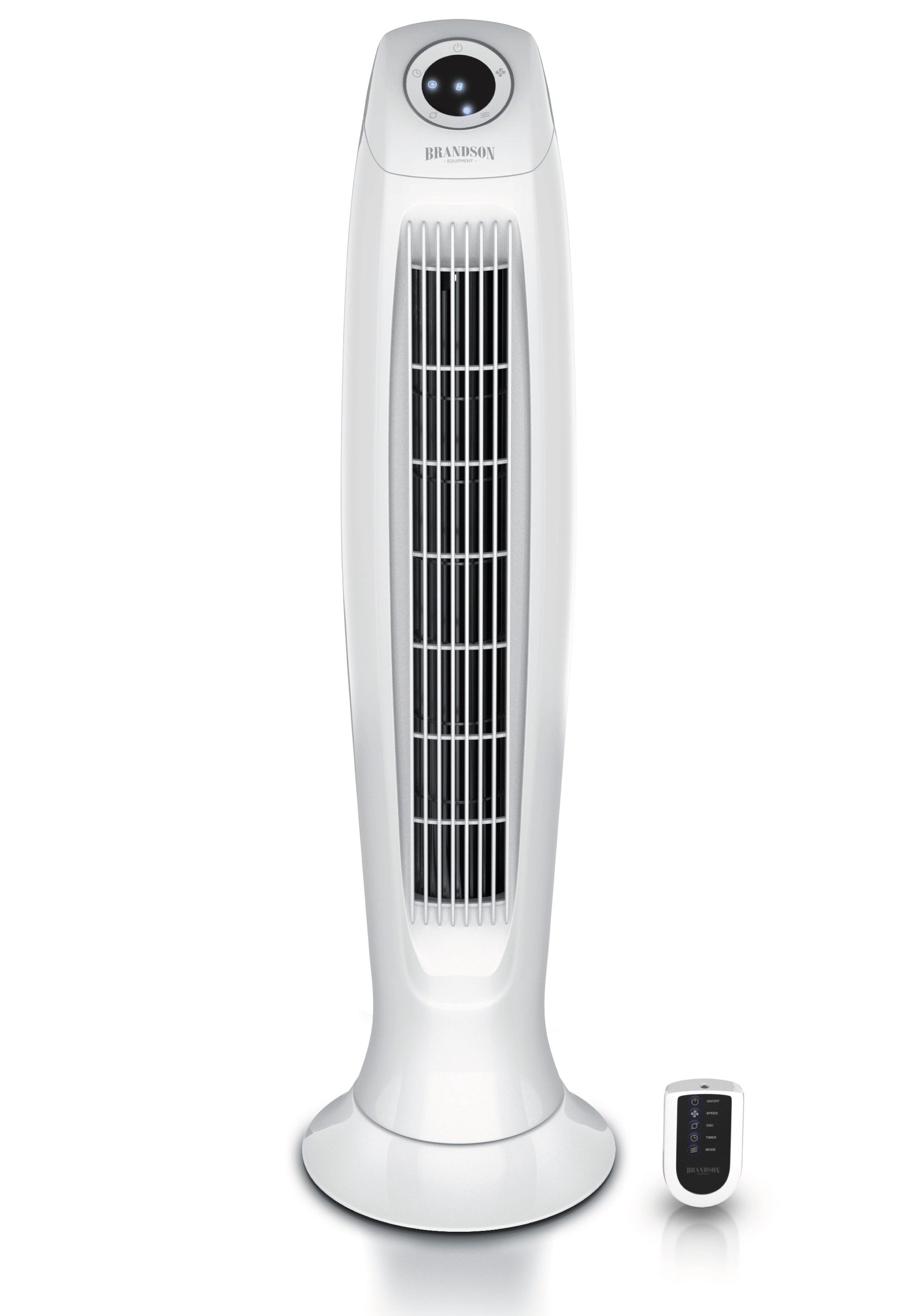 BRANDSON Turmventilator Fernbedienung, Oszillation, Timer, 60W, Säulenventilator 86cm, weiß