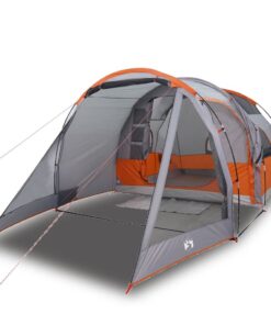 VIDAXL Kuppelzelt Zelt Campingzelt Tunnelzelt Familienzelt 4 Personen Grau Wasserdicht