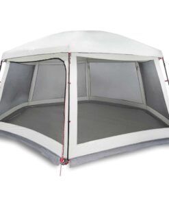 VIDAXL Kuppelzelt Poolzelt mit abnehmbarem Überzelt Netzwänden Grau 618x532cm