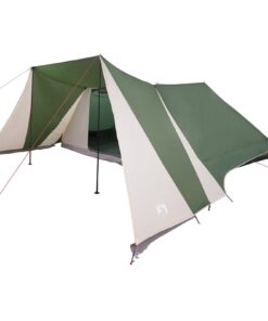 VIDAXL Kuppelzelt Familienzelt mit erweiterter Veranda grün für 12 Personen, wasserdicht