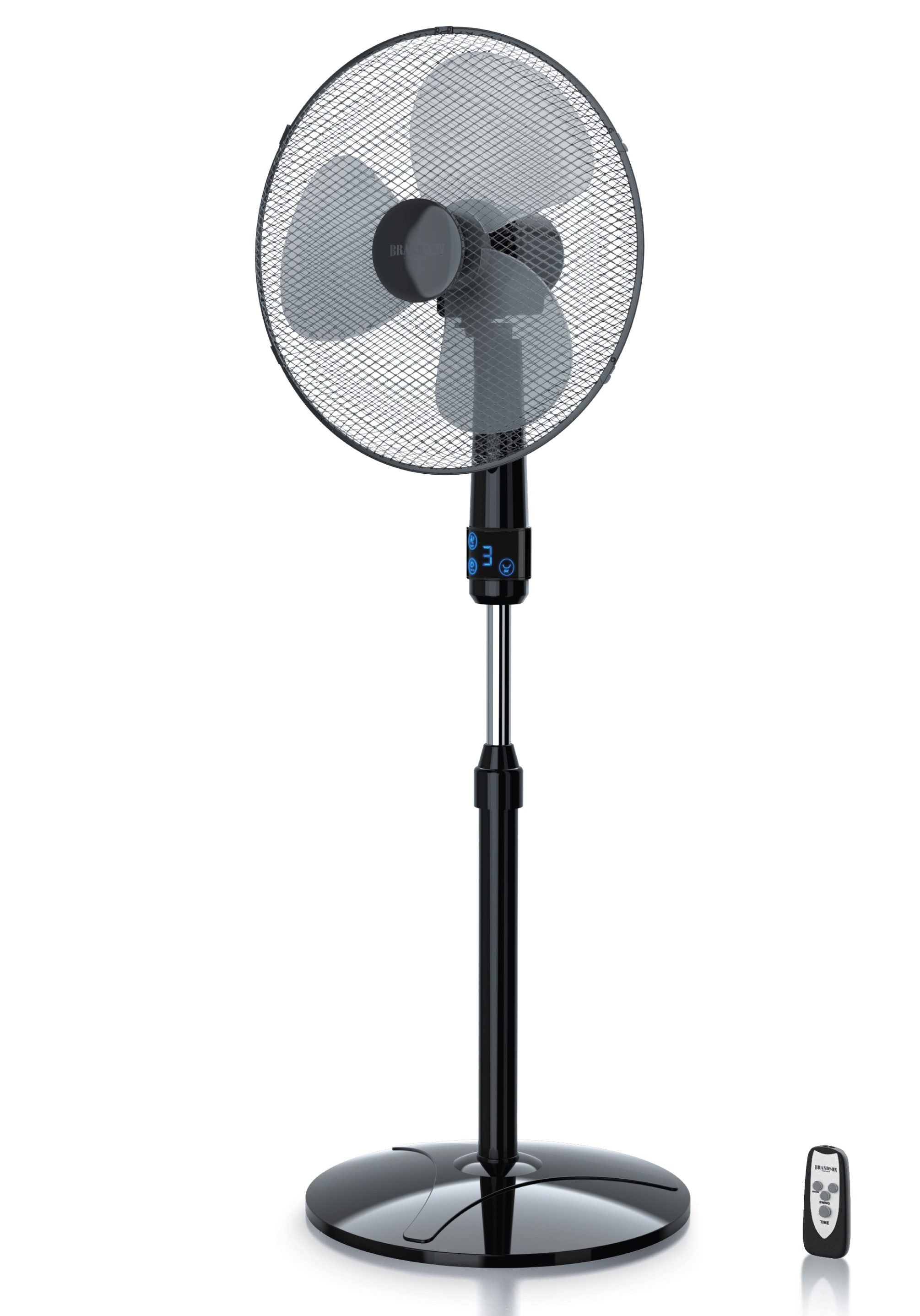 BRANDSON Standventilator Fernbedienung, leise, Höhe & Neigung verstellbar, Oszillation, 50W