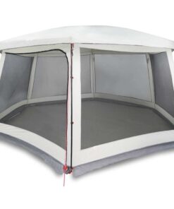 VIDAXL Kuppelzelt Poolzelt mit abnehmbarem Überzelt Netzwänden Grau 670x590cm