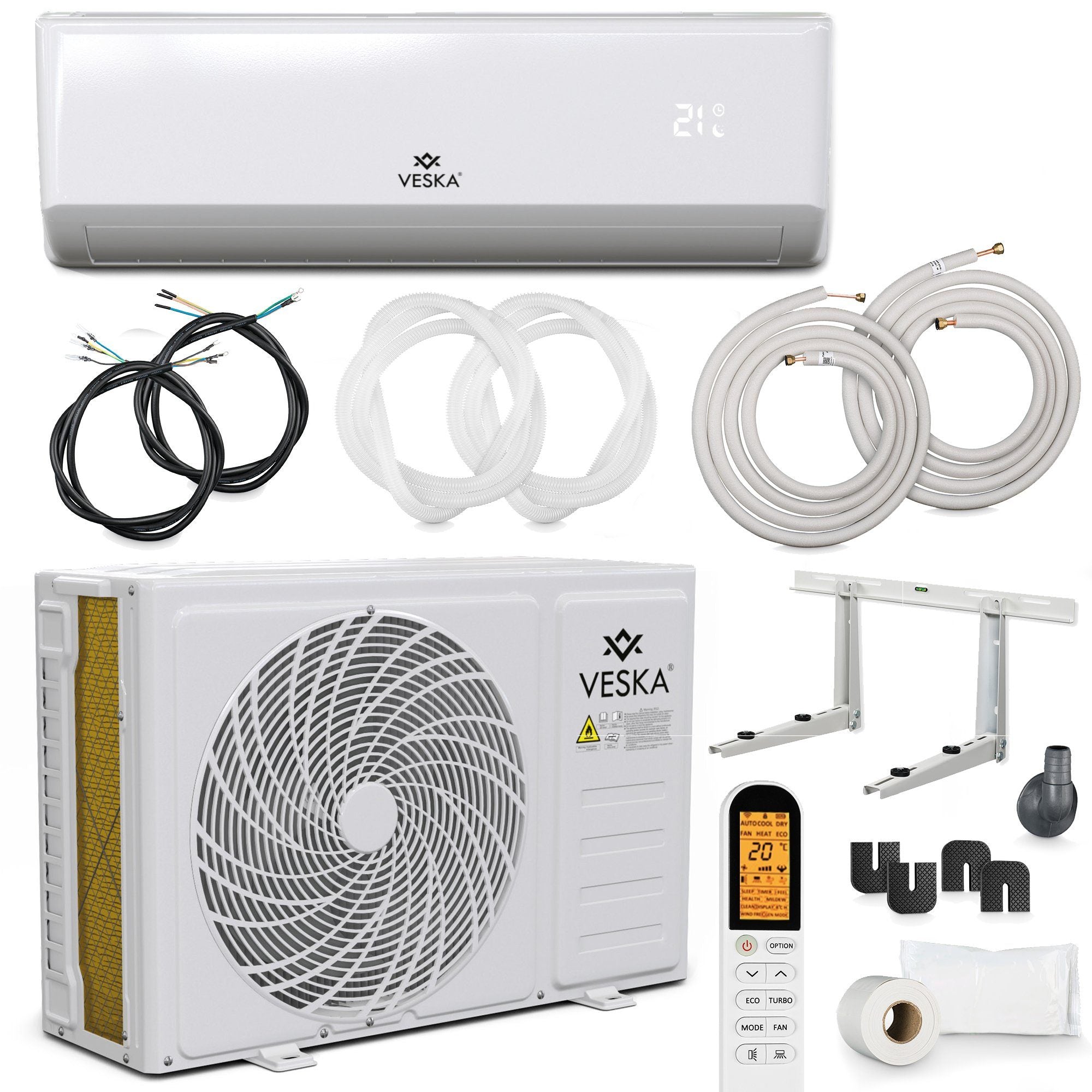 VESKA Split-Klimagerät Inverter Klimaanlage 12000 BTU - 3,5 KW - 2in1 Kühlen und Heizen