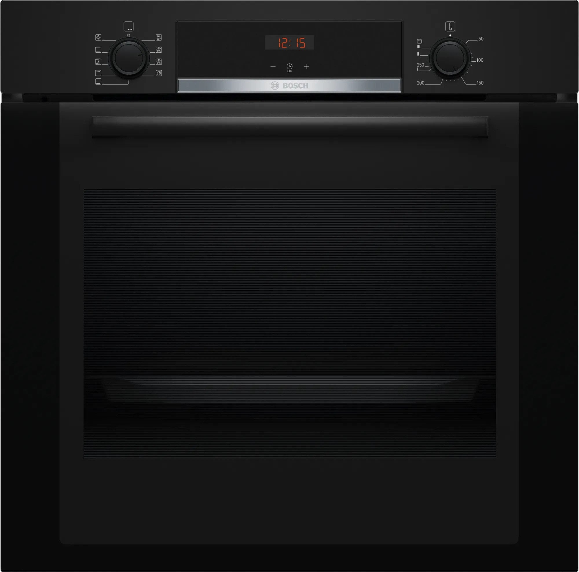 BOSCH Backofen 60 cm schwarz EcoCleanDirect Versenkknebel 3D-Heißluft HBA3340B0