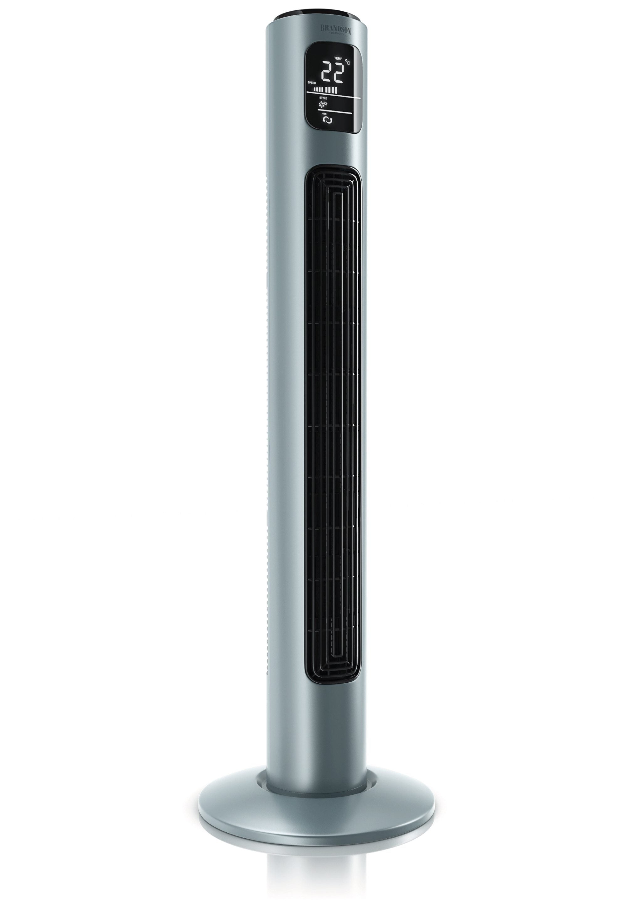 BRANDSON Turmventilator Oszillation 65°, Timer, Fernbedienung, Standventilator 96cm, Eisgrau