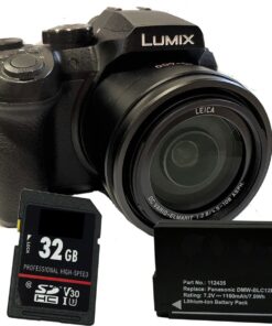 PANASONIC Lumix DMC-FZ330 schwarz Set inklusive Ersatzakku und 32 GB S Kompaktkamera