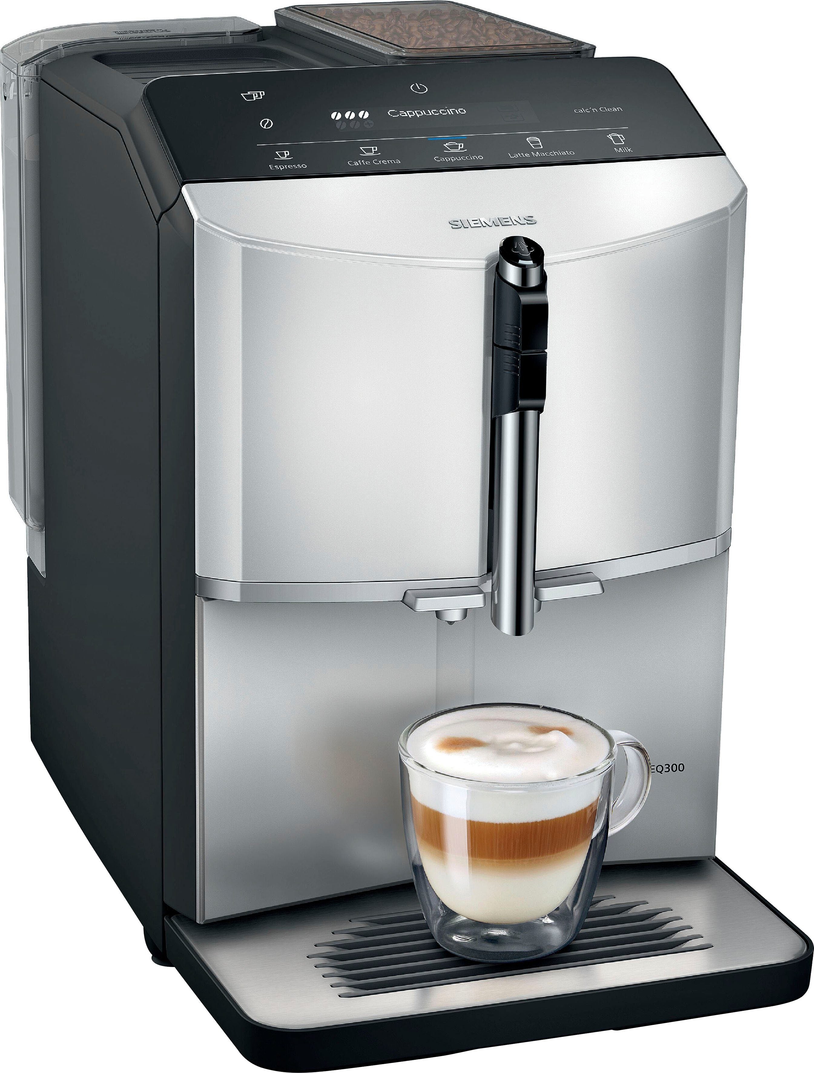 SIEMENS Kaffeevollautomat EQ300 TF303E01, viele Kaffeespezialitäten, OneTouch-Funktion