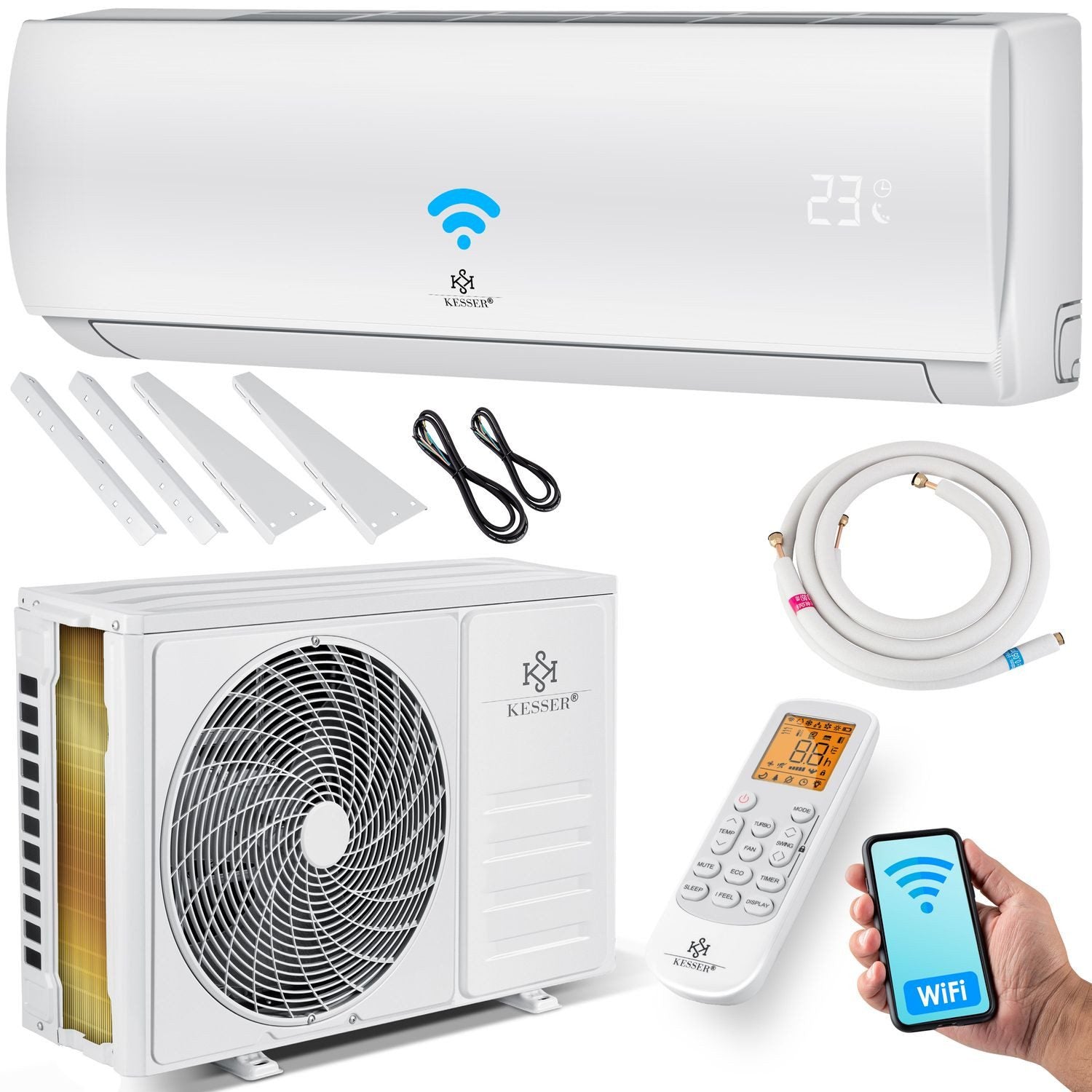 KESSER Split-Klimagerät Klimaanlage Set Split - mit WiFi/App Funktion Klimagerät 12000 BTU/h