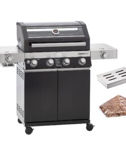 RÖSLE Gasgrill RÖSLE BBQ Gasgrill Videro G4-S Vario+ schwarz mit Räucherset