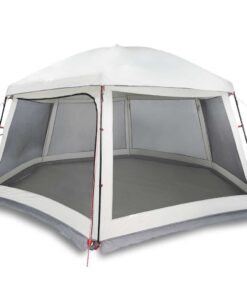VIDAXL Kuppelzelt Poolzelt mit abnehmbarem Überzelt Netzwänden Grau 512x458cm