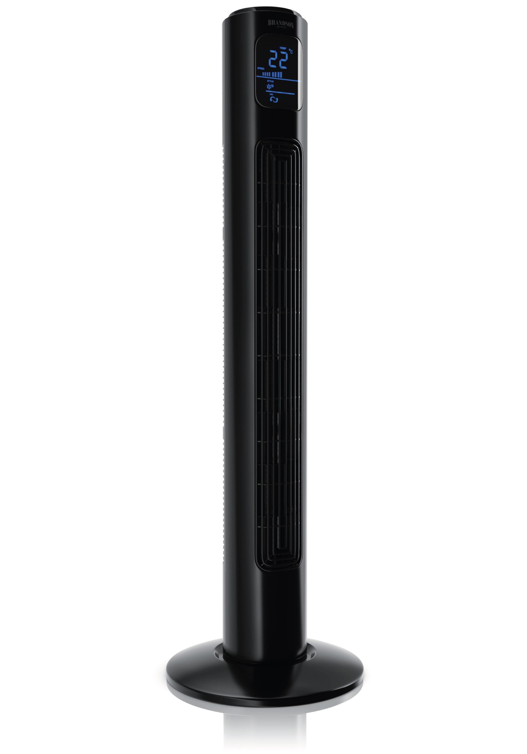 BRANDSON Turmventilator Oszillation 65°, Timer, Fernbedienung, Standventilator 96cm, Schwarz