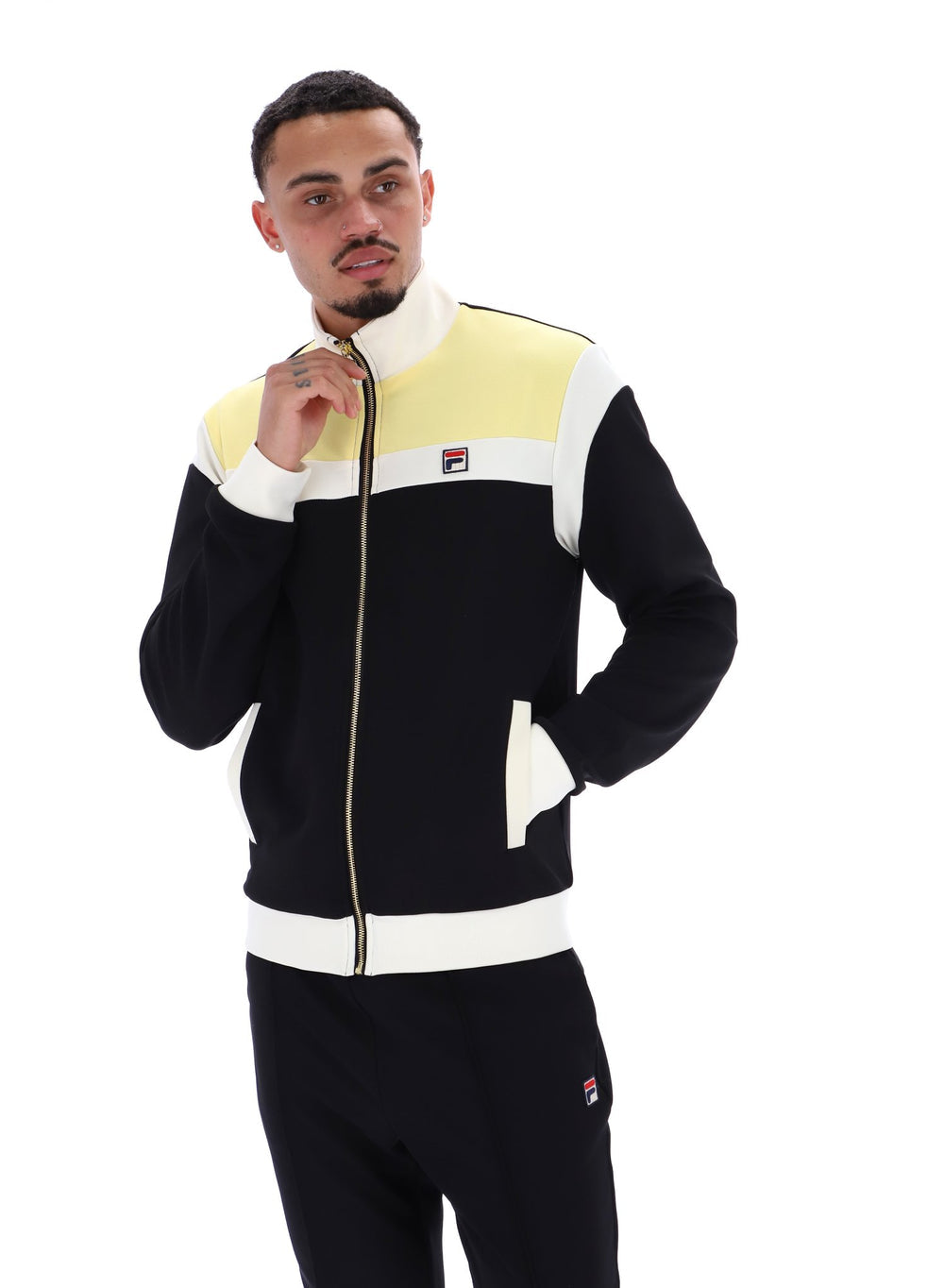 fila cruz colour block track jacket black/gardenia