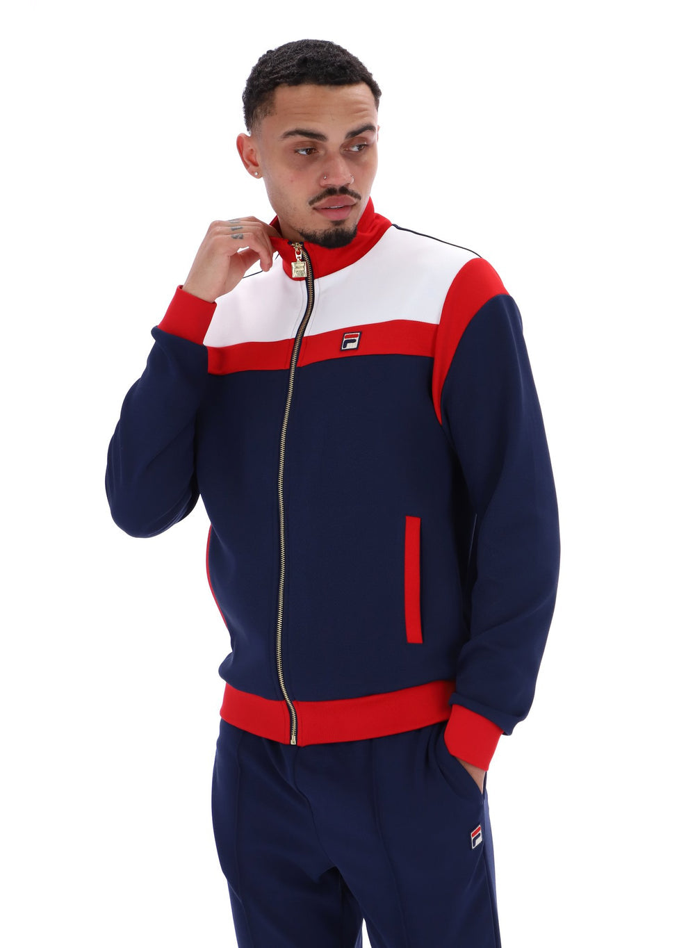 fila cruz colour block track jacket 410 navy