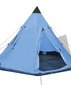 VIDAXL Kuppelzelt Familienzelt Tipi-Zelt Campingzelt 4-Personen-Zelt Blau