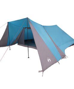 VIDAXL Vorzelt Familienzelt mit erweitertem Vordach - Blau - 12-Personen wasserdicht