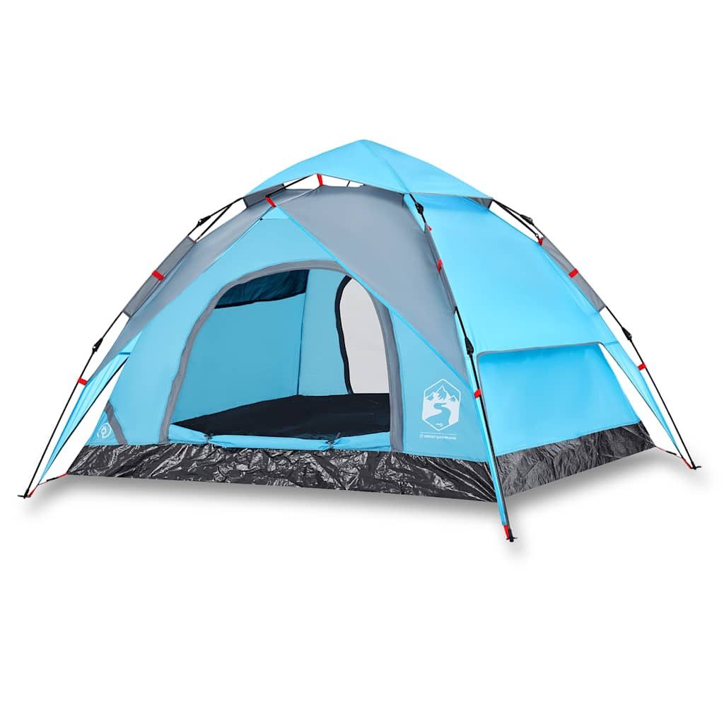 VIDAXL Kuppelzelt Kuppel-Campingzelt 3 Personen Blau Quick Release