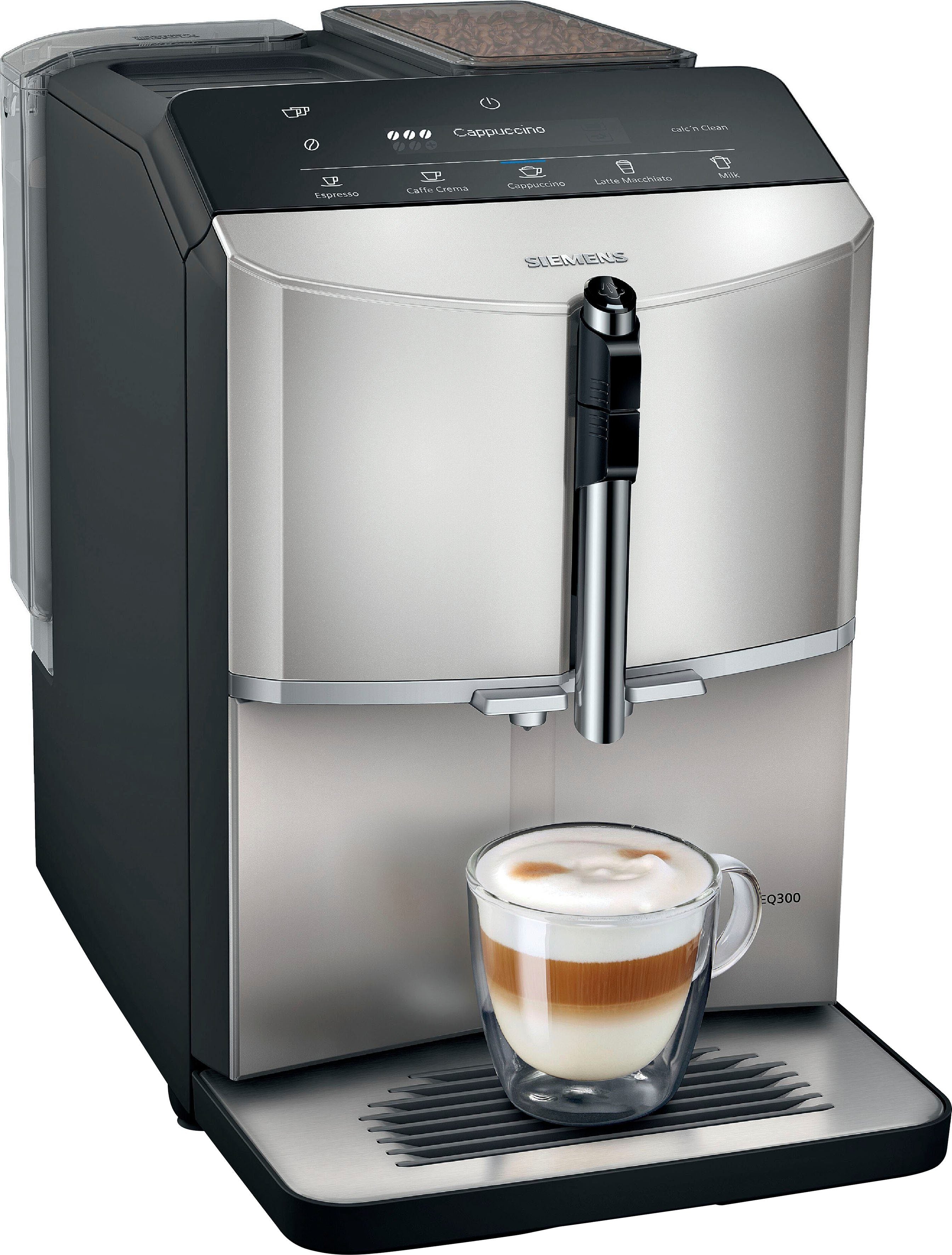 SIEMENS Kaffeevollautomat EQ300 TF303E07, viele Kaffeespezialitäten, OneTouch-Funktion