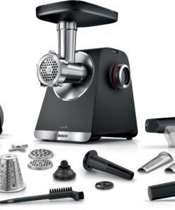 BOSCH Fleischwolf Serie 6 MFWS660B, 3,5kg/Min., Raspel, 2 Lochscheiben (3&8mm), schwarz