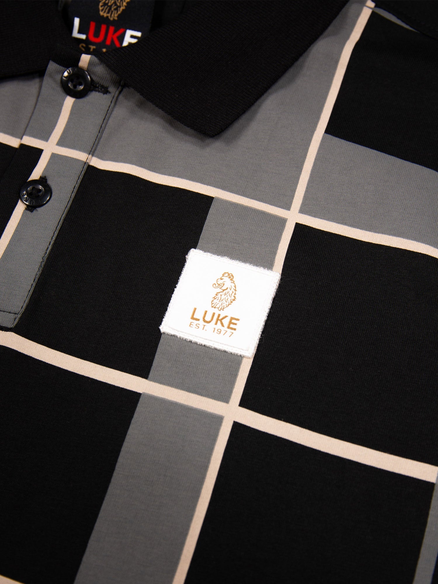 luke 1977 m741452 hadrians polo t shirt black & ecru