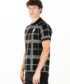 luke 1977 m741452 hadrians polo t shirt black & ecru