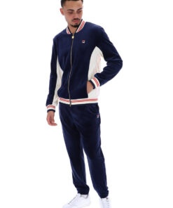 fila miguel velour track top 411 fila navy/gardenia/fila red