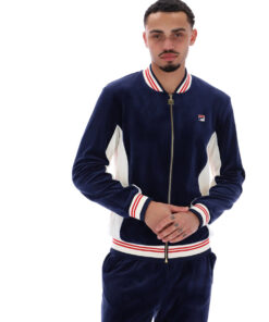 fila miguel velour track top 411 fila navy/gardenia/fila red
